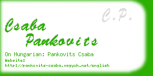 csaba pankovits business card